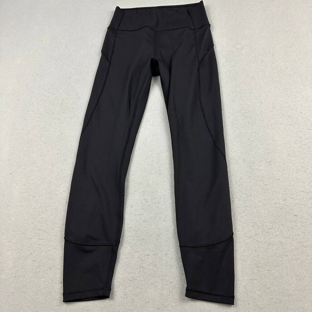 Lululemon Pants Women 6 Black Solid In Movement 7/8 Tight Pockets Athleisure Gym